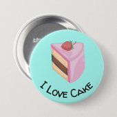 I Love Cake with Yummy Cake Slice Ronde Button 7,6 Cm (Voorkant /achterkant)