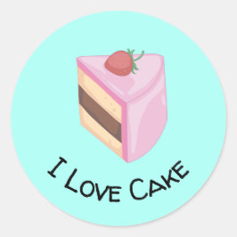 I Love Cake with Yummy Cake Slice Ronde Sticker