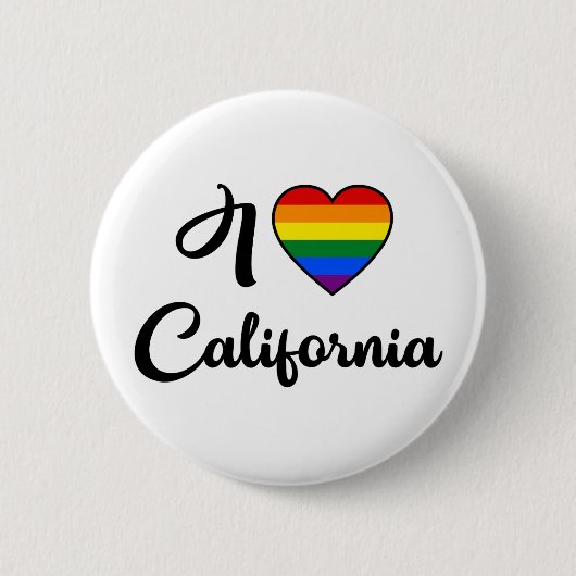 I Love California | LGBT Rainbow Pride Button (Voorkant)
