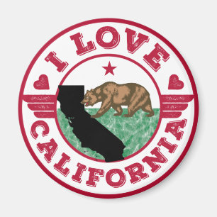 I Love California State Map and Flag Magneet