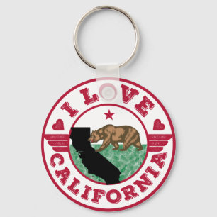 I Love California State Map and Flag Sleutelhanger