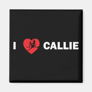 I Love Callie Square Magnet (Donker)