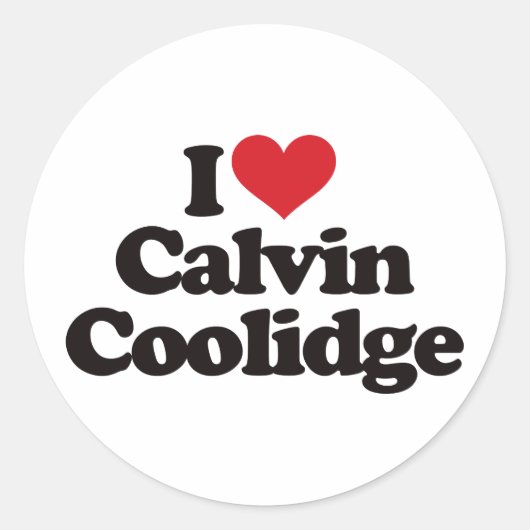 I Love Calvin Coolidge Ronde Sticker (Voorkant)