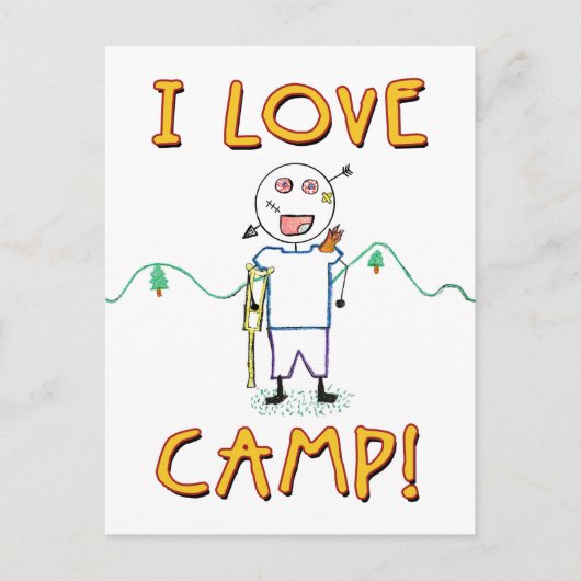 I Love Camp - Funny Kinder Summer Camp Drawing Briefkaart (Voorkant)