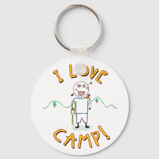 I Love Camp - Funny Kinder Summer Camp Drawing Sleutelhanger (Voorkant)