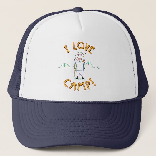 I Love Camp - Funny Kinder Summer Camp Drawing Trucker Pet (Voorkant)