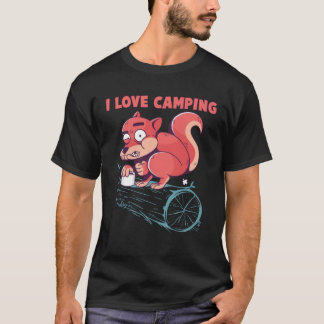 I Love Camping  Squirrel Camper Outdoor Camp T-shirt