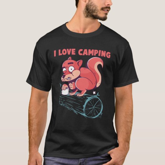 I Love Camping  Squirrel Camper Outdoor Camp T-shirt (Voorkant)