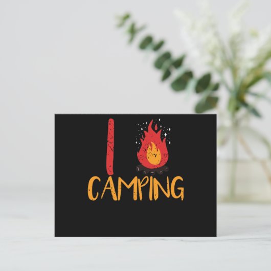 I Love Camping Trekking Campfire Burning Heat Briefkaart (Staand voorkant)
