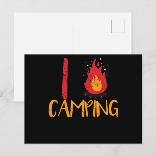 I Love Camping Trekking Campfire Burning Heat Briefkaart (Voorkant / Achterkant)
