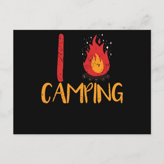 I Love Camping Trekking Campfire Burning Heat Briefkaart (Voorkant)