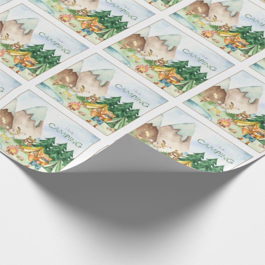 I Love Camping Woodland Animal Kinder Waterverf Cadeaupapier (Hoek)