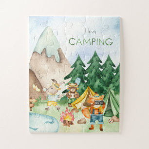 I Love Camping Woodland Animal Kinder Waterverf Legpuzzel