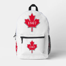I LOVE CANADA - Blad met rode esdoorn - EST 1867 Bedrukte Rugzak