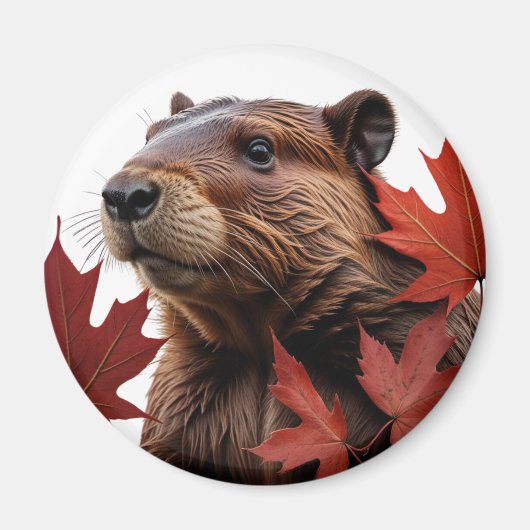 I Love Canada - Canadese bever met blad Magneet (Voorkant)