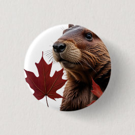 I Love Canada - Canadese bever met blad Ronde Button 3,2 Cm
