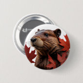 I Love Canada - Canadese bever met blad Ronde Button 5,7 Cm (Voorkant /achterkant)