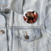 I Love Canada - Canadese bever met blad Ronde Button 5,7 Cm (In situ)