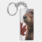 I Love Canada - Canadese bever met blad Sleutelhanger (Voorkant Links)