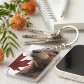 I Love Canada - Canadese bever met blad Sleutelhanger (Voorkant Rechts)