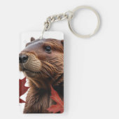 I Love Canada - Canadese bever met blad Sleutelhanger (achterkant)