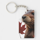 I Love Canada - Canadese bever met blad Sleutelhanger (Voorkant)