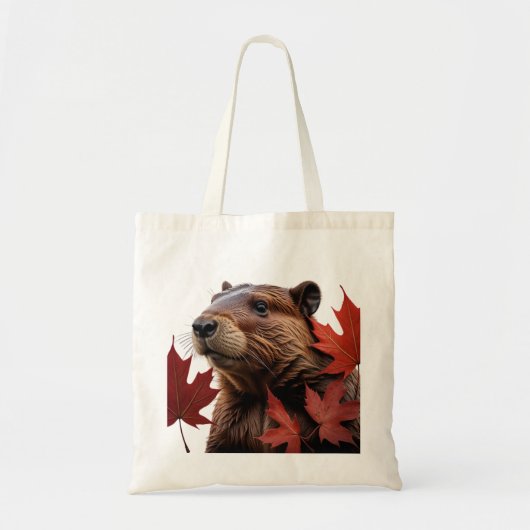 I Love Canada - Canadese bever met blad Tote Bag (Voorkant)