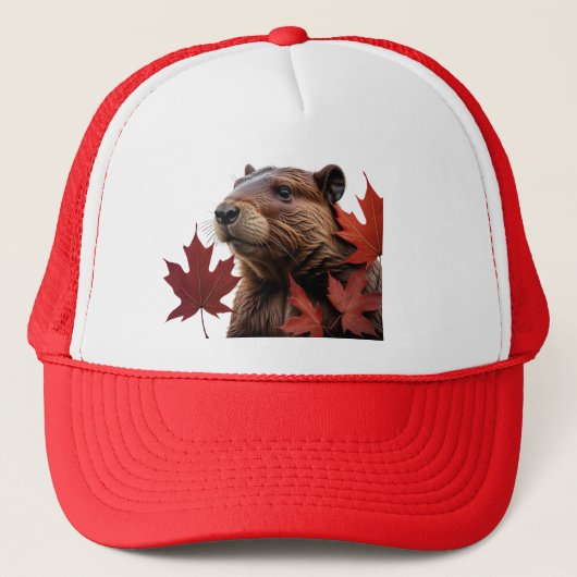 I Love Canada - Canadese bever met blad Trucker Pet (Voorkant)