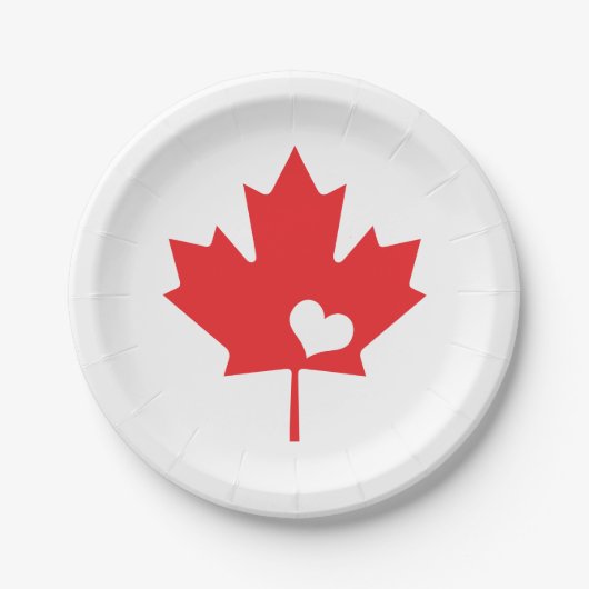 I Love Canada - Canadian Pride Maple Leaf Heart Papieren Bordje (Voorkant)