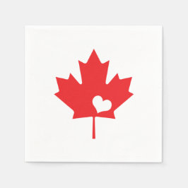 I Love Canada - Canadian Pride Maple Leaf Heart Servetten