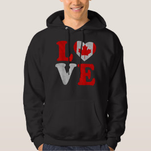 I Love Canada Flag Heart Canadian Roots Pr Hoodie