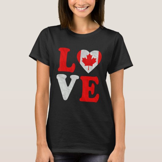  I Love Canada Flag Heart Canadian Roots Pr T-shirt (Voorkant)