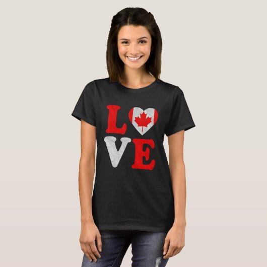 I Love Canada Flag Heart Canadian Roots Pr T-shirt (Voorkant volledig)