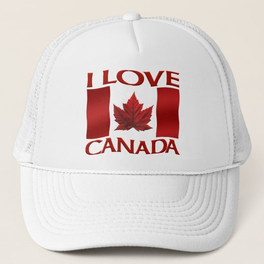 I Love Canada Flag Trucker Hat Canada Souvenir Pet (Voorkant)