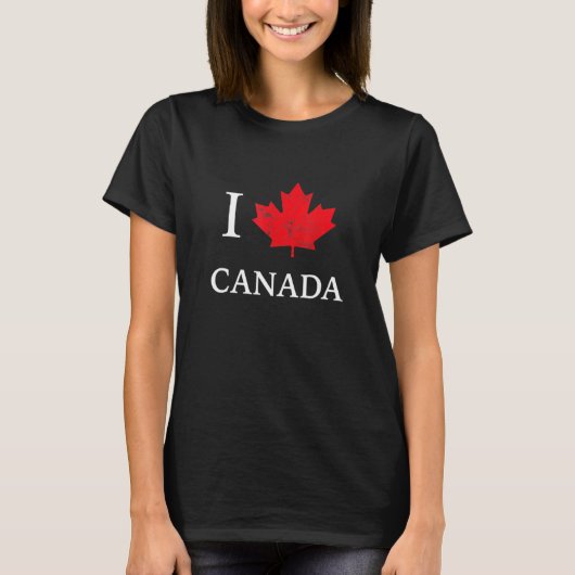 I Love Canada Maple Leaf Heart Canada Day T-shirt (Voorkant)