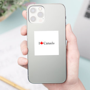 I Love Canada typografie rode esdoorn blad vierkan Sticker