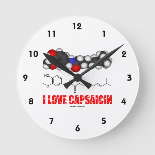 I Love Capsaicin (Chemical Molecule) Ronde Klok (Voorkant)