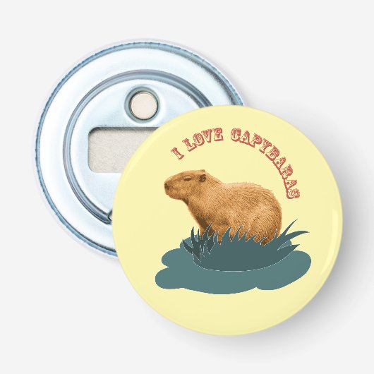I Love Capybaras Button Flesopener (Voorkant)