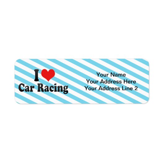 I Love Car Racing Etiket (Voorkant)