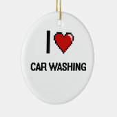 I Love Car Washing Digital Retro Design Keramisch Ornament (Rechts)