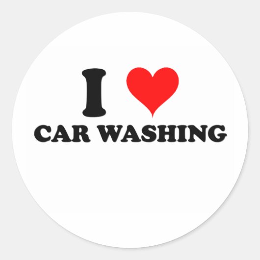 I Love Car Washing Ronde Sticker (Voorkant)