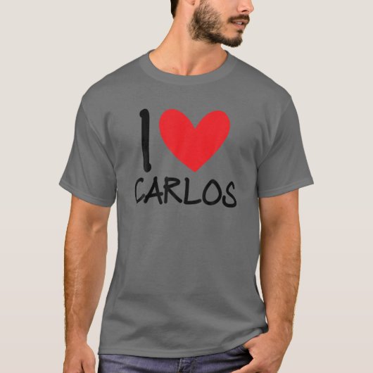 I Love Carlos Name Personalized Men Guy BFF Friend T-shirt (Voorkant)