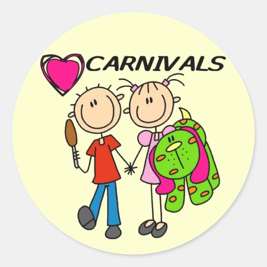 I Love Carnavals T-shirts en geschenken Ronde Sticker (Voorkant)