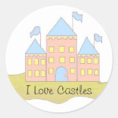 I Love Castles Ronde Sticker (Voorkant)