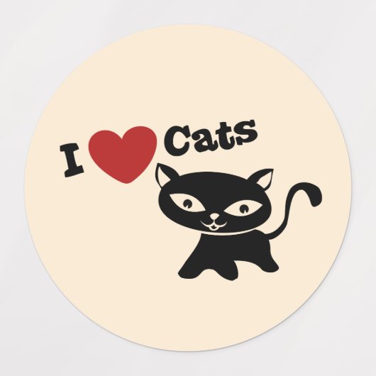 I Love Cat Labels (Design 2)