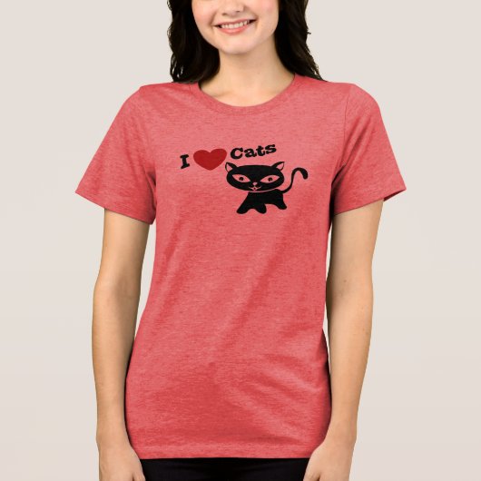 I Love Cat Tri-Blend Shirt (Voorkant)