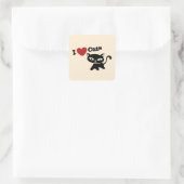 I Love Cat Vierkante Sticker (Tas)