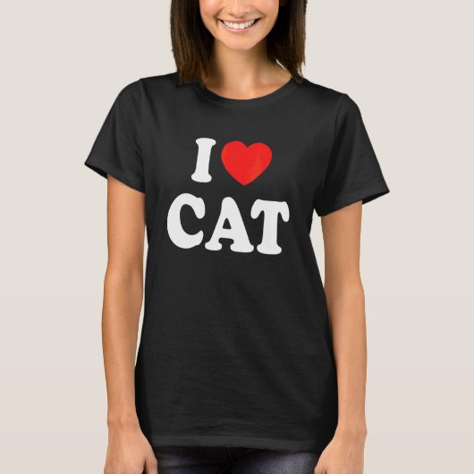 I Love Cat With A Red Heart T-shirt (Voorkant)