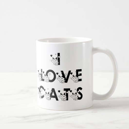 I Love Cats Coffee Mok (Rechts)