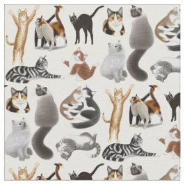 I Love Cats Feline Fabric Stof